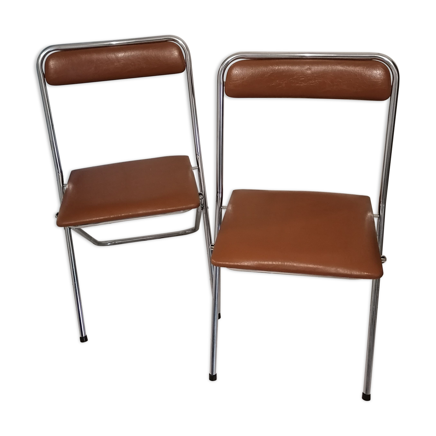 Lot de 2 chaises sodomexyl  chromées pliantes skaï