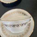 Service 6 cups and saucers assorted in Limoges paste