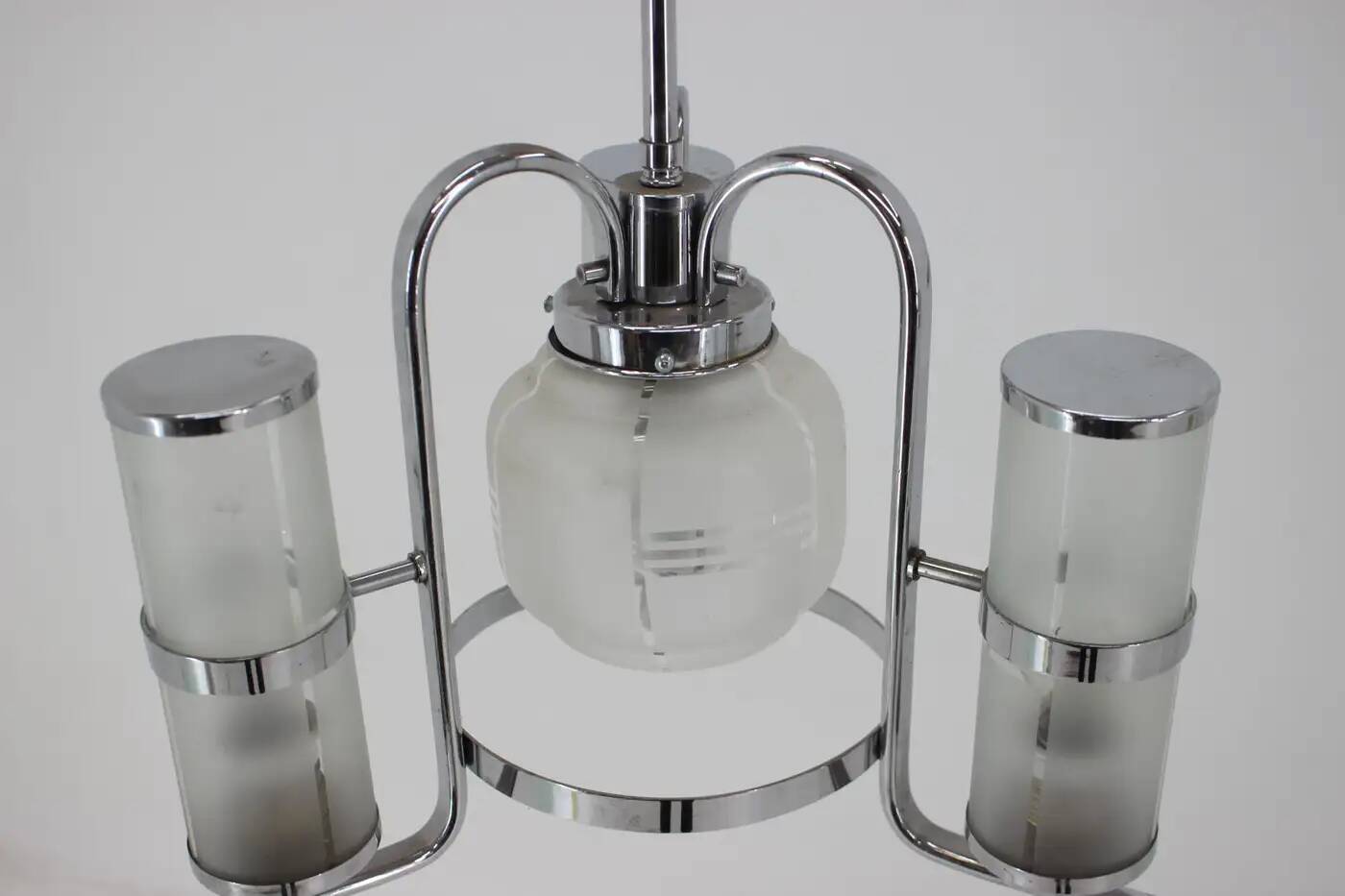 Chrome and glass Art Deco Bauhaus pendant, 1930s