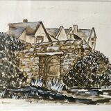 Aquarelle L'escape encadrée signée Maguy