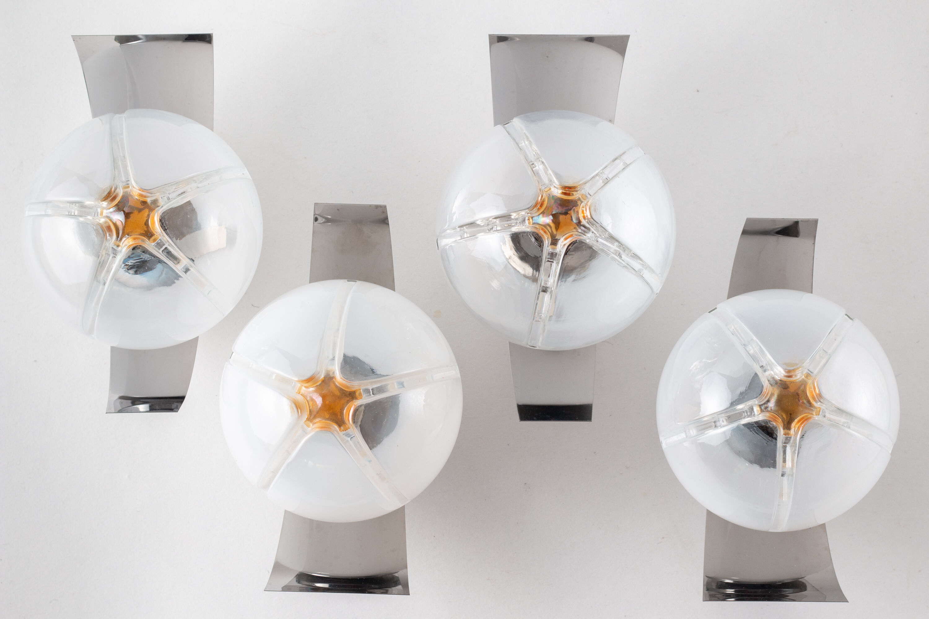 4 Mazzega Murano wall lamps vintage 1960s