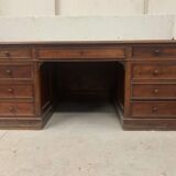 Napoleon III style flat desk with pedestal in 19th century mahogany