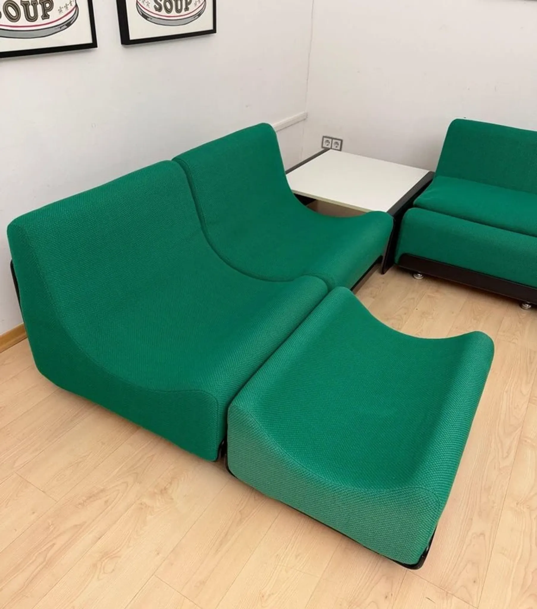 Modular green Orbis sofa ensemble by Luigi Colani for COR, Germany, 1970, set of 8