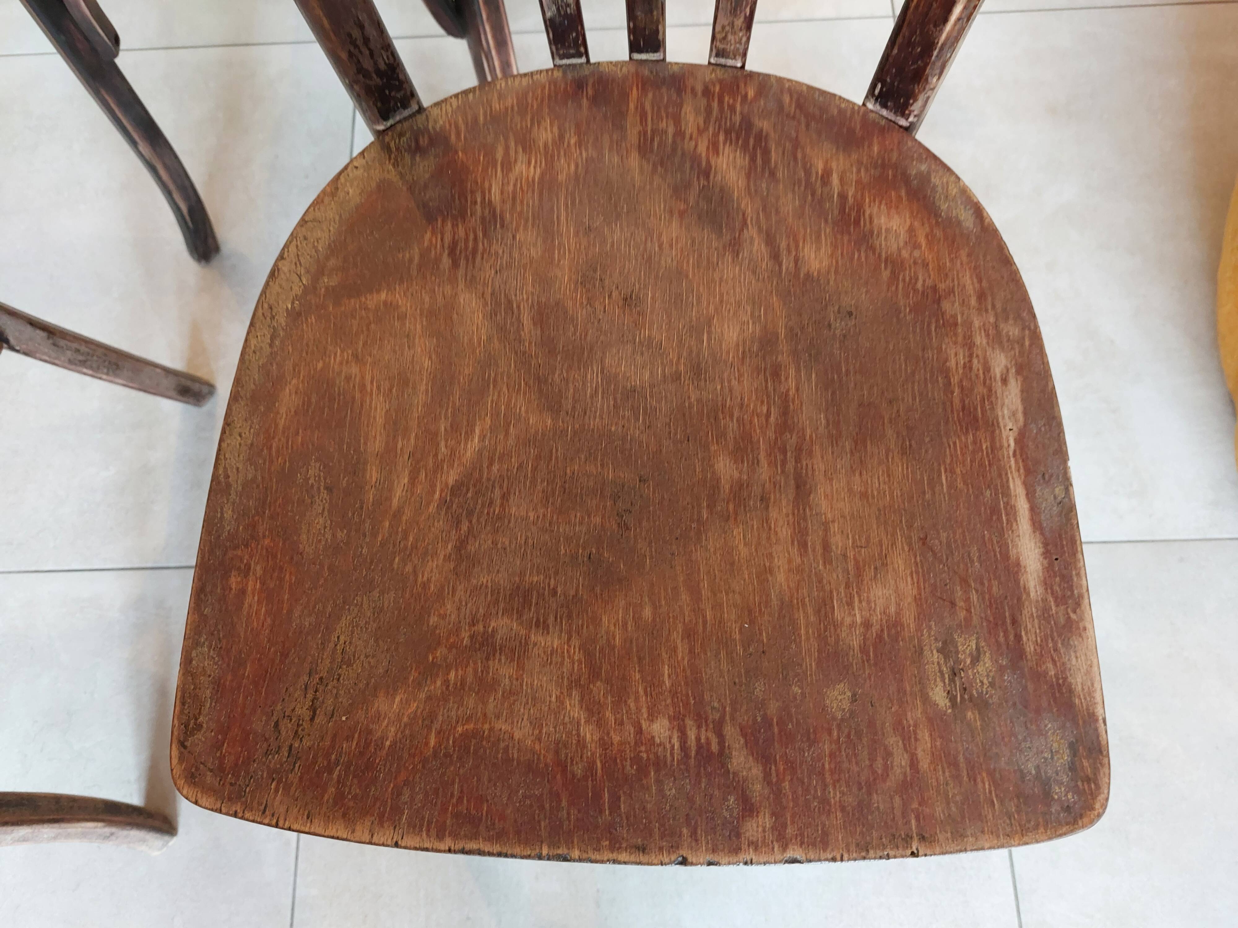 4 dark Luterma bistro chairs, sanded. Painting possible.