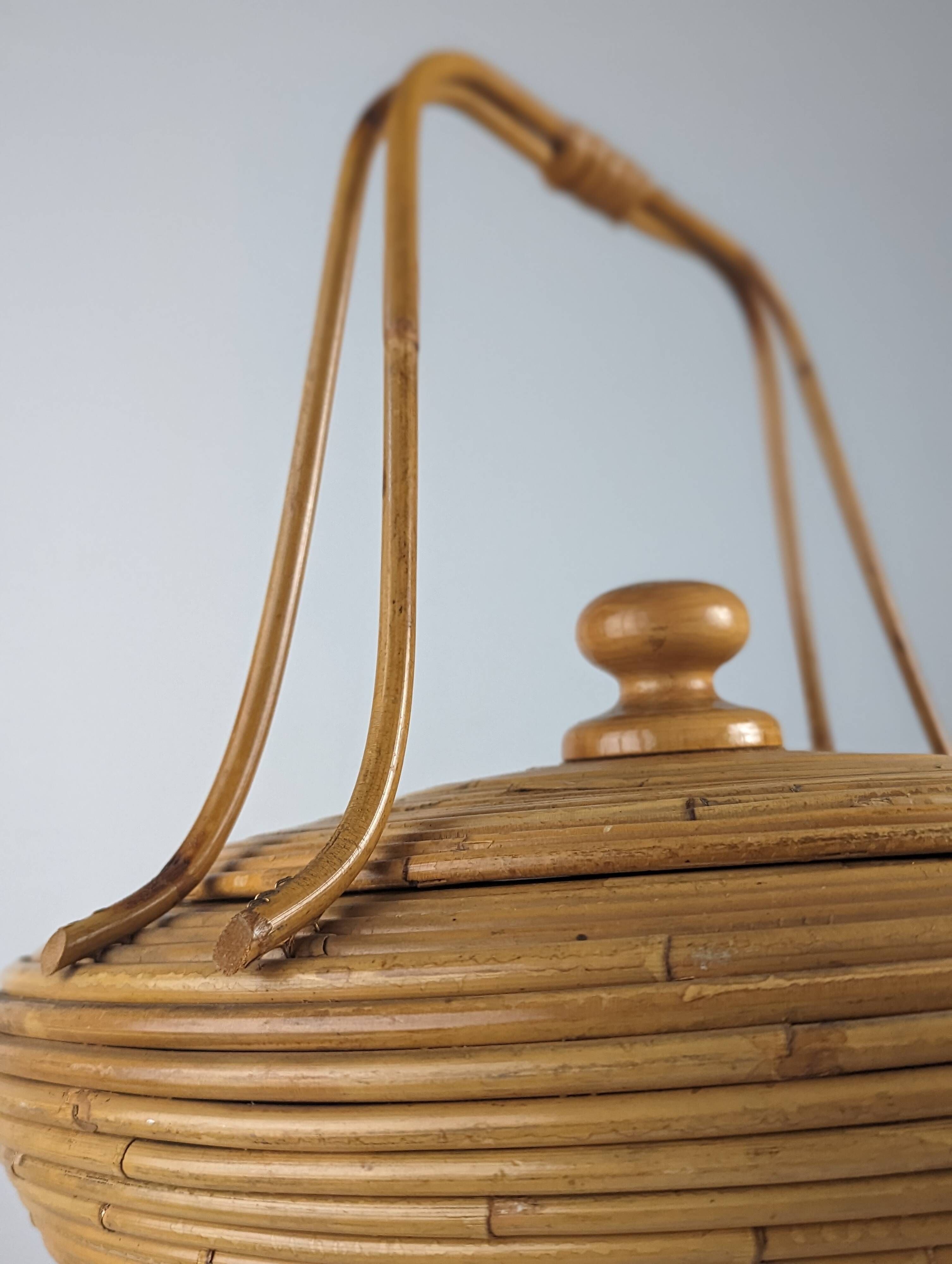 Large Rattan basket by Vivai del Sud, Italy 1960s