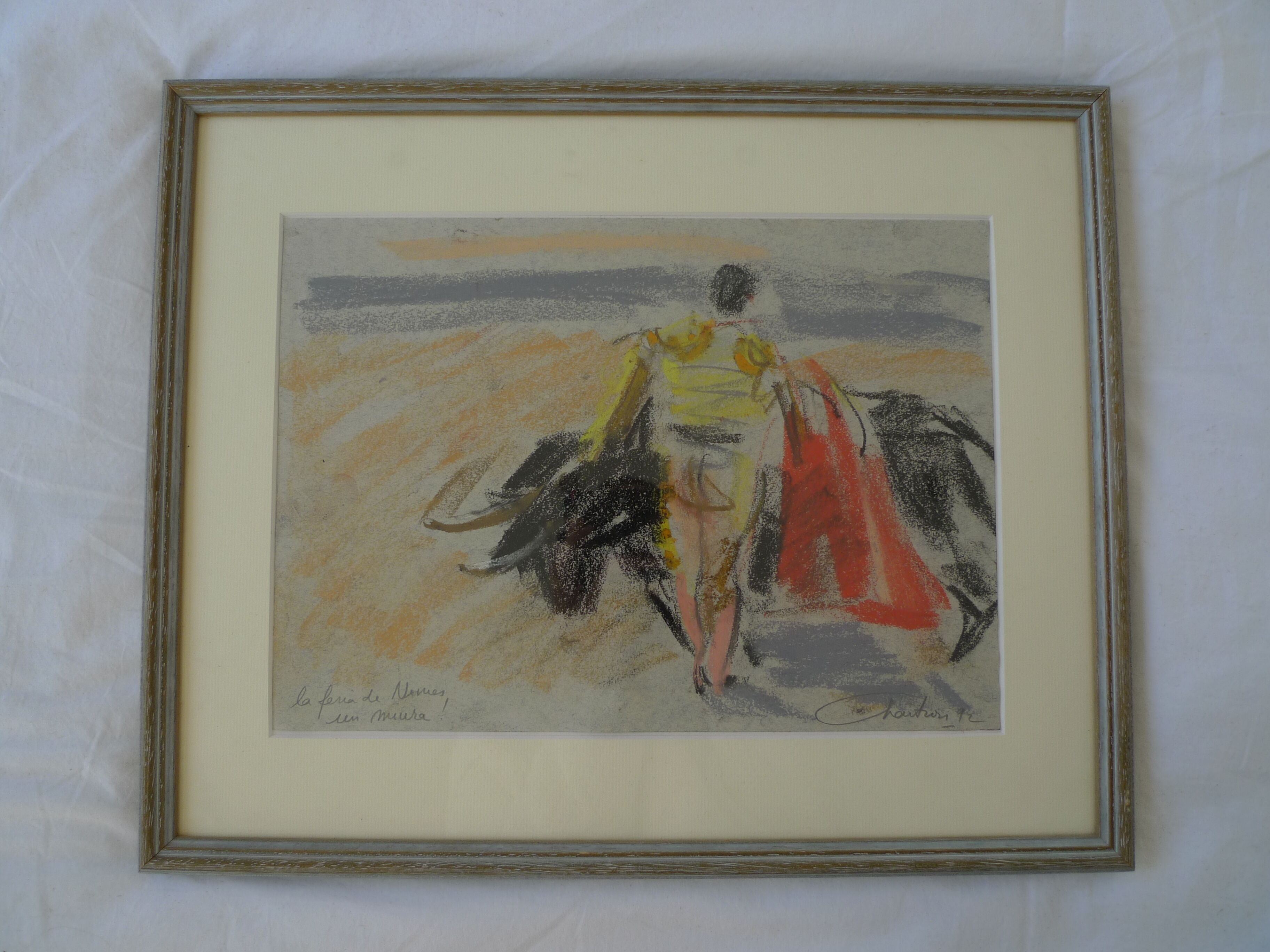 Tableau de toréador -  feria de Nimes, un Miura!