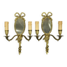 Pair of mirror sconces, knots and musical instruments, Louis XVI style