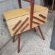 Sewing box worker wood feet compass vintage Scandinavian design