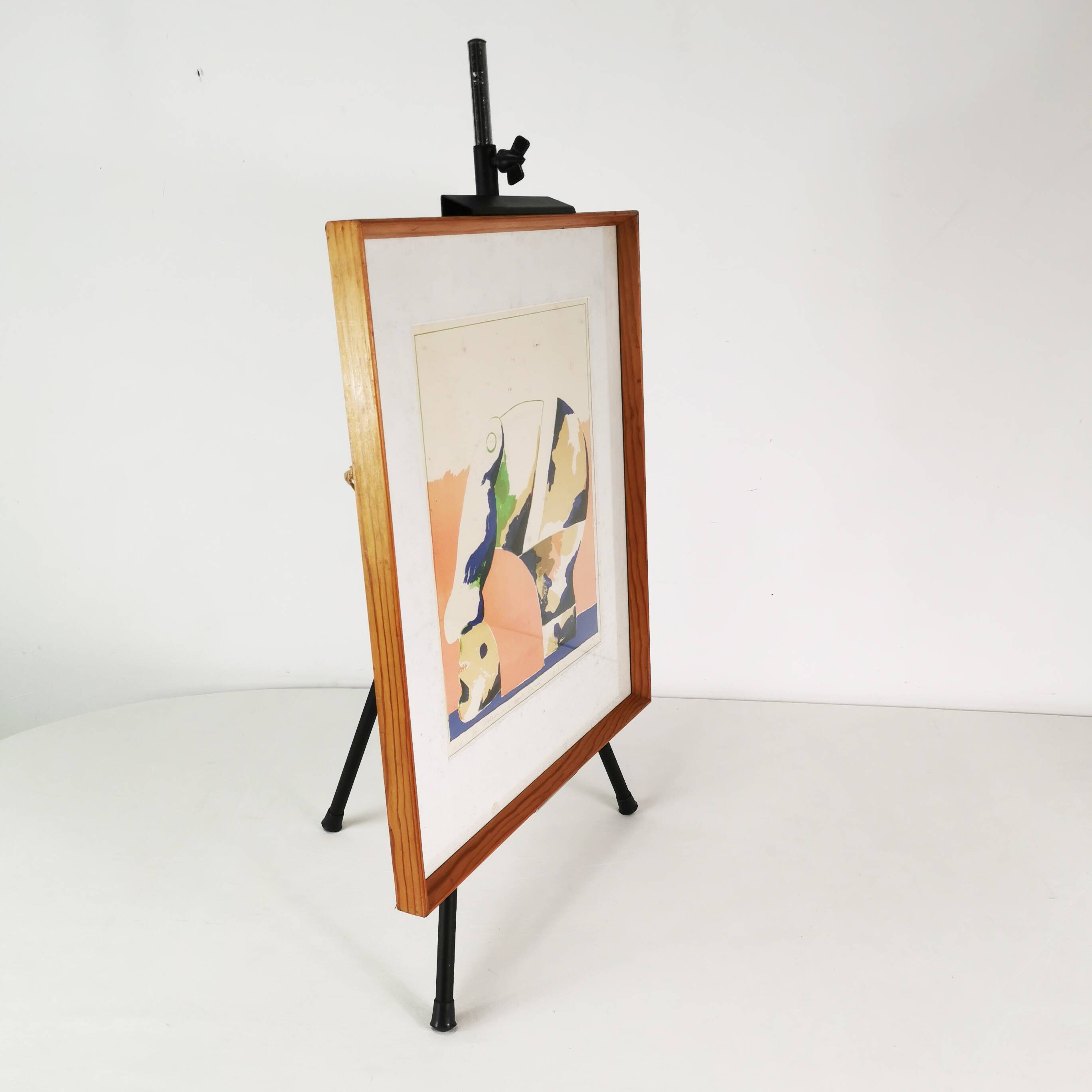 Horst Antes litografia “Portret głowy w kolorze”, Niemcy lata 70.