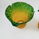 Pair of Antique Art Nouveau Tulips - Speckled Amber Green Glass