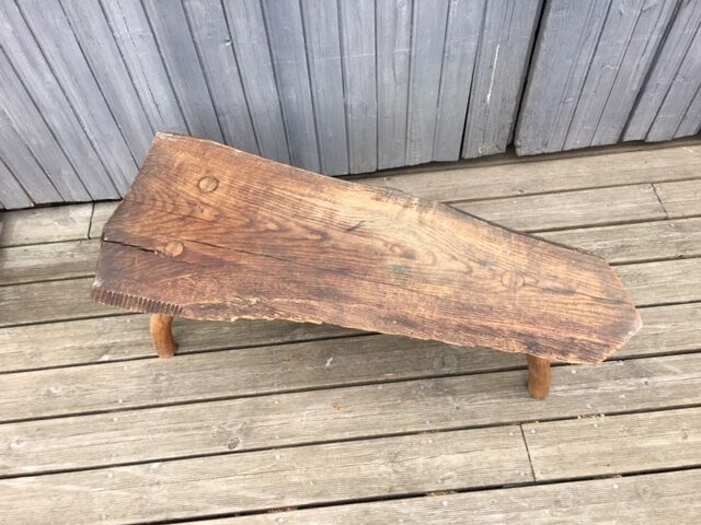 Brutalist bench solid wood tripod