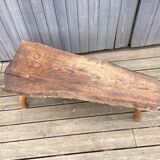 Brutalist bench solid wood tripod