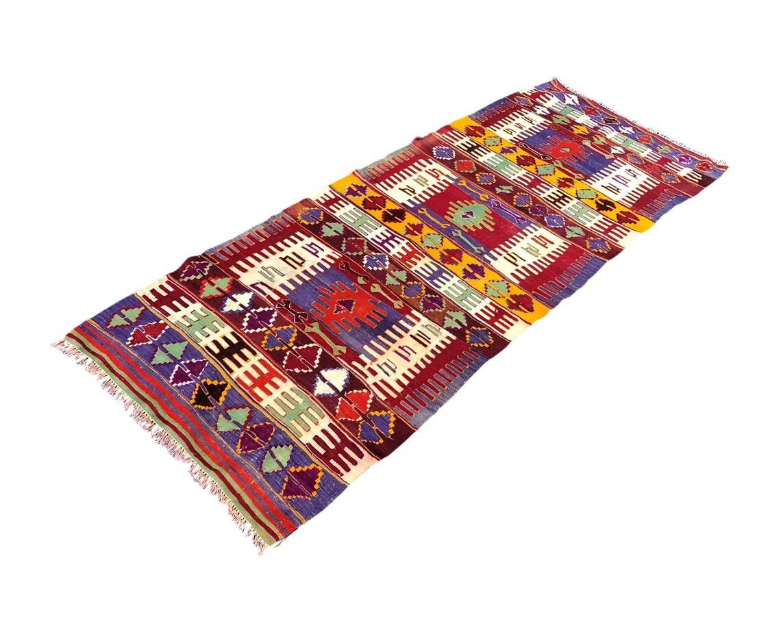 Geometric Handwoven Neutral Kilim Runner