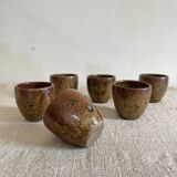 Set of 6 pyrith stoneware cups, La Borne, 1960.