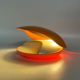 Rare 70s Oyster Lamp Gamma3 - Space Age Table Light Made in Italy - Unusual Orange Lamp