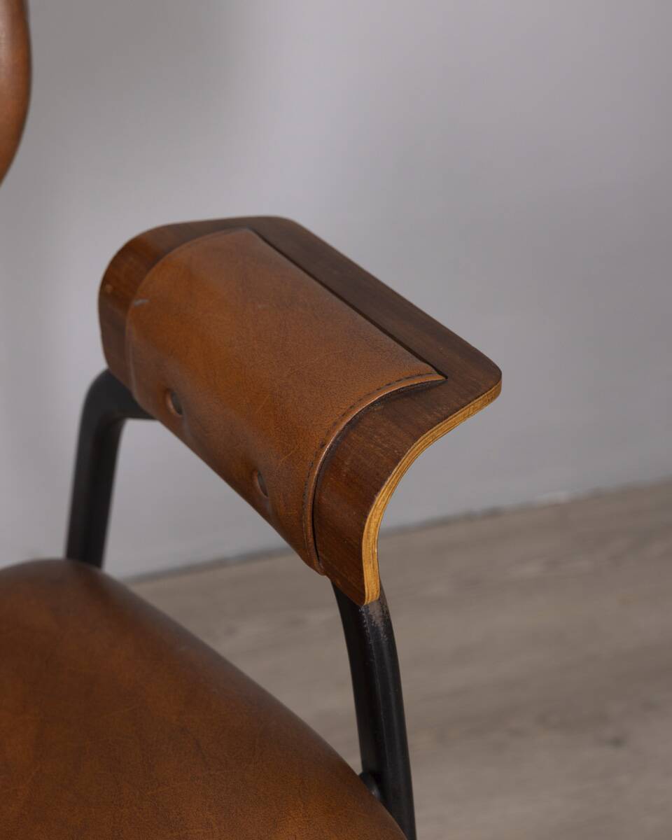 Vintage leather chair by gastone rinaldi for rima, 1950s