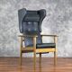 Fauteuil en cuir noir, années 1970