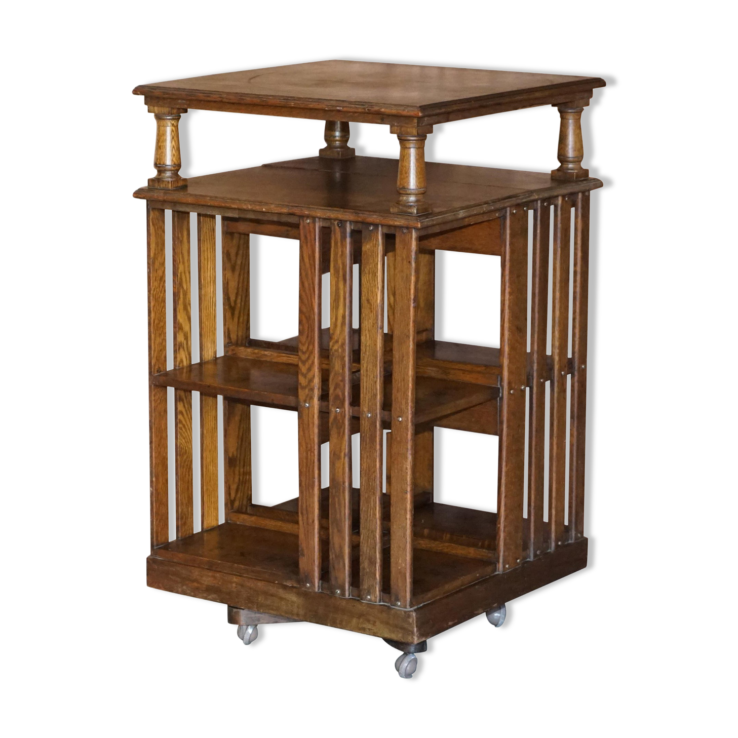 Victorian oak revolving library table circa 1880.