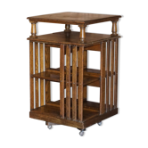 Table bibliothèque tournante victorienne en chêne anglais circa 1880