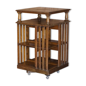 Victorian oak revolving library table circa 1880.