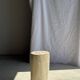 White oval petrified wood side table H38 D28 - 3335