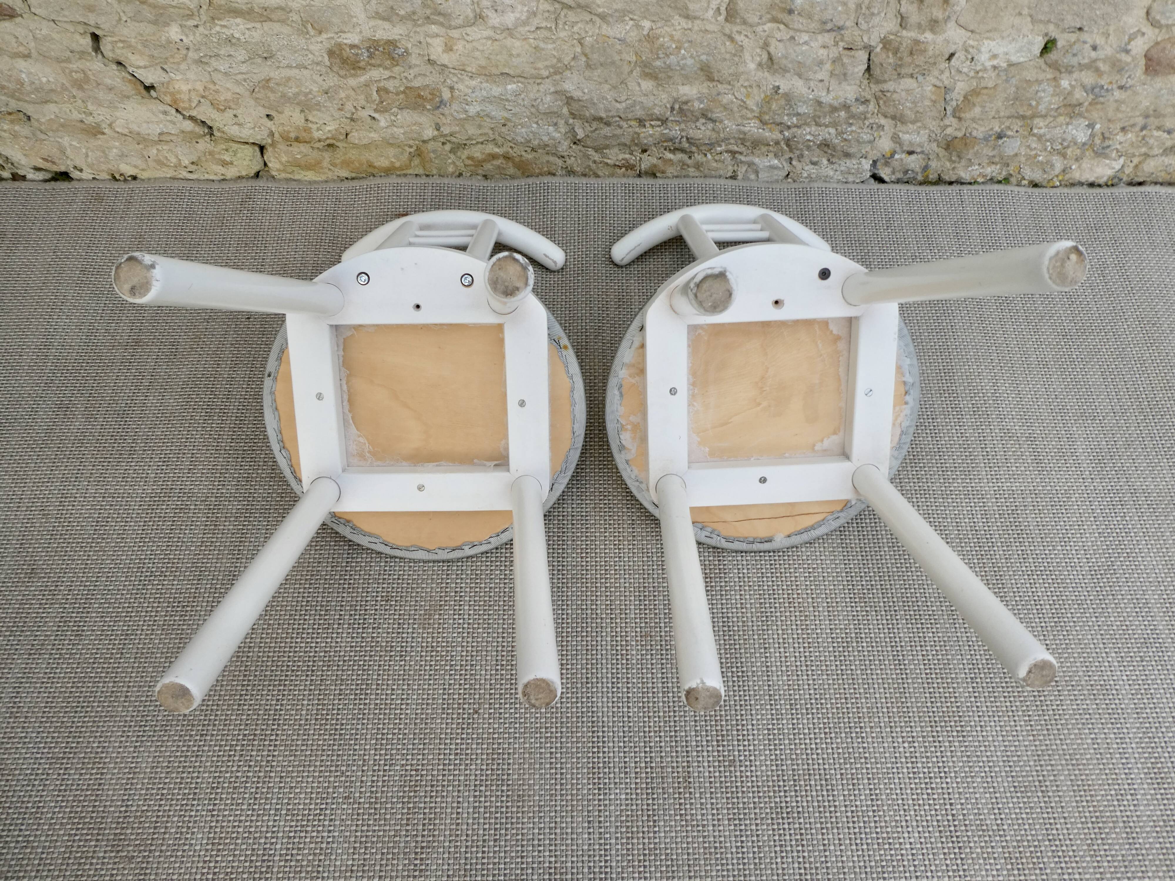 Pair of wooden and Skaï chairs from the 80s, Italy