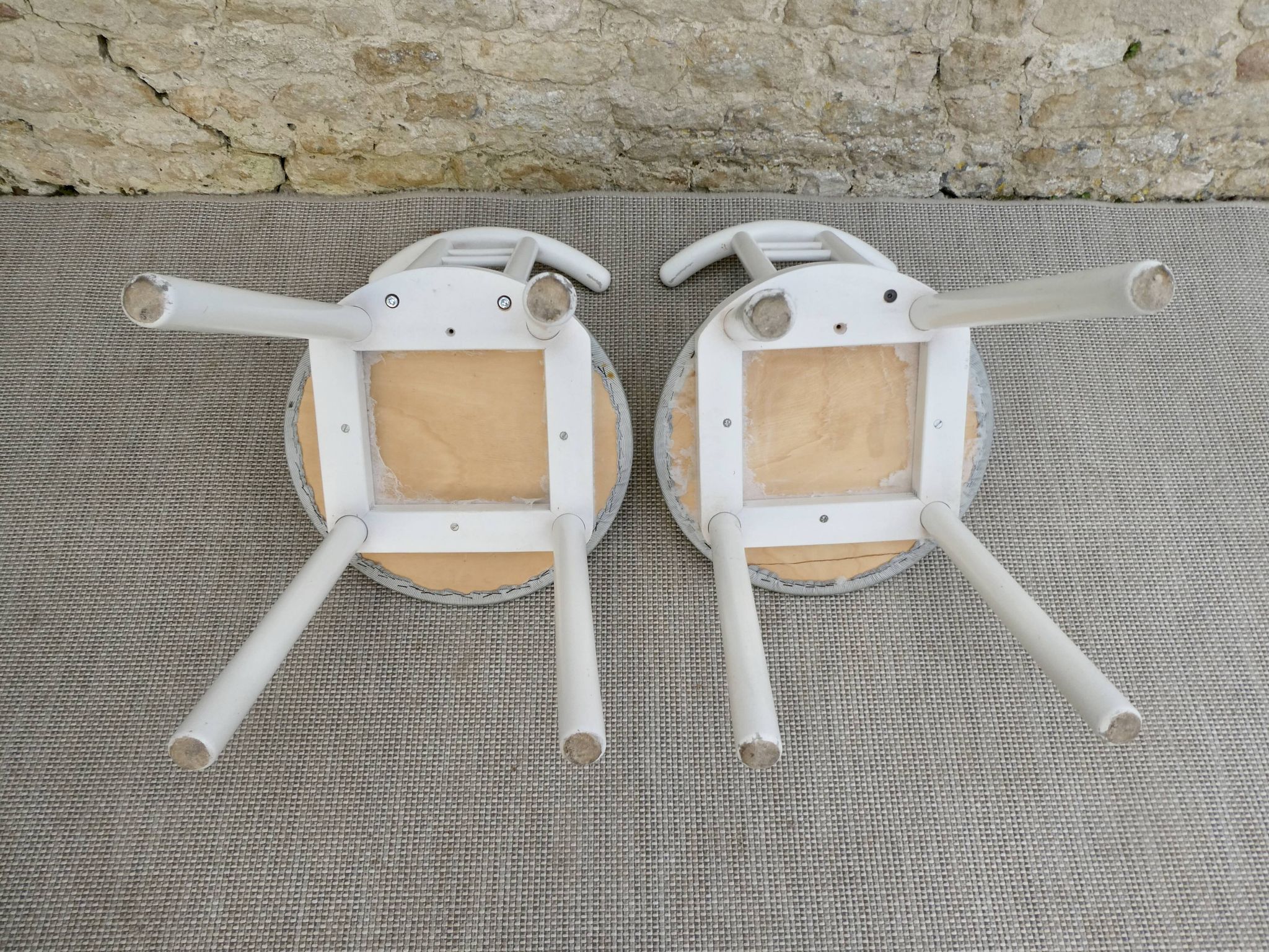 Pair of wooden and Skaï chairs from the 80s, Italy