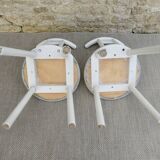 Pair of wooden and Skaï chairs from the 80s, Italy