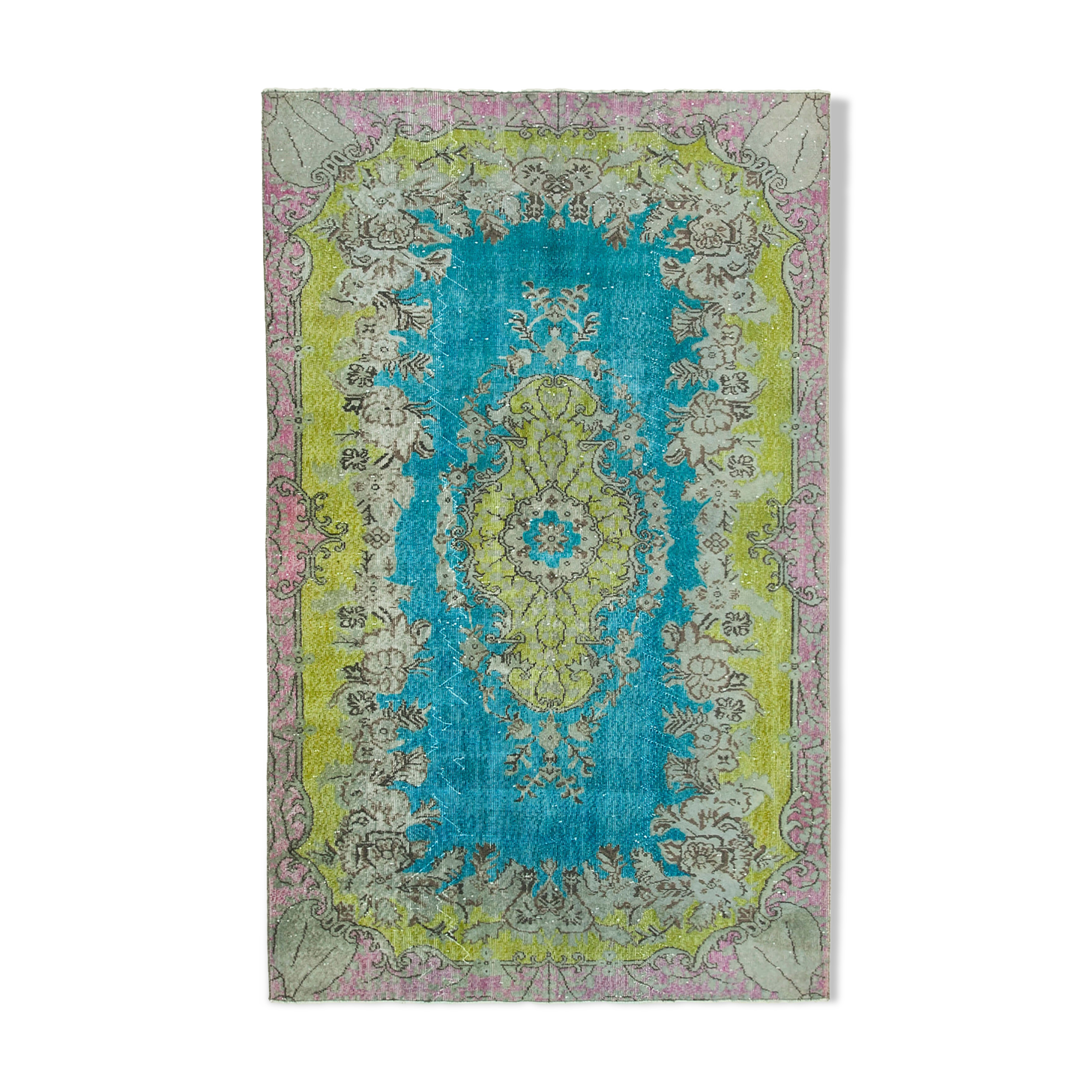Handmade bohemian turkish 1970s 172 cm x 276 cm multicolor rug