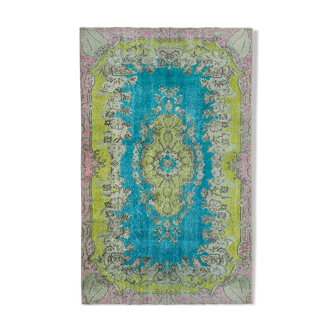 Handmade bohemian turkish 1970s 172 cm x 276 cm multicolor rug