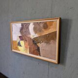 Mid-Century Modern Swedish "Autumn Rhapsody" Vintage Abstract Oil Painting, Hans Osswald