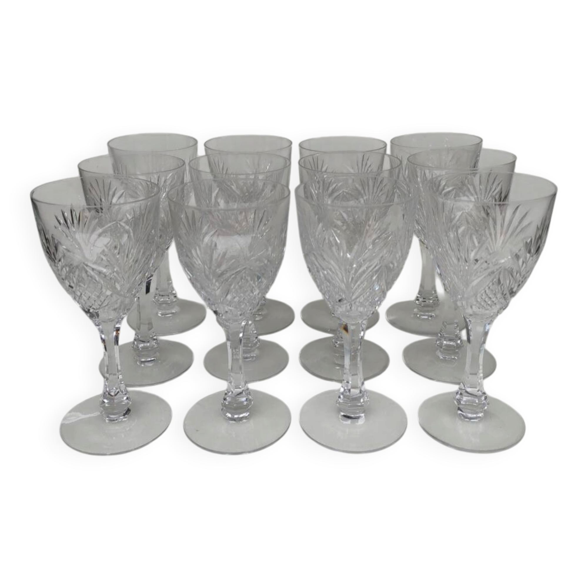 12 large crystal glasses from Saint Louis, 1930s.