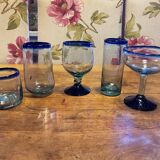 Set of large mouth-blown glasses