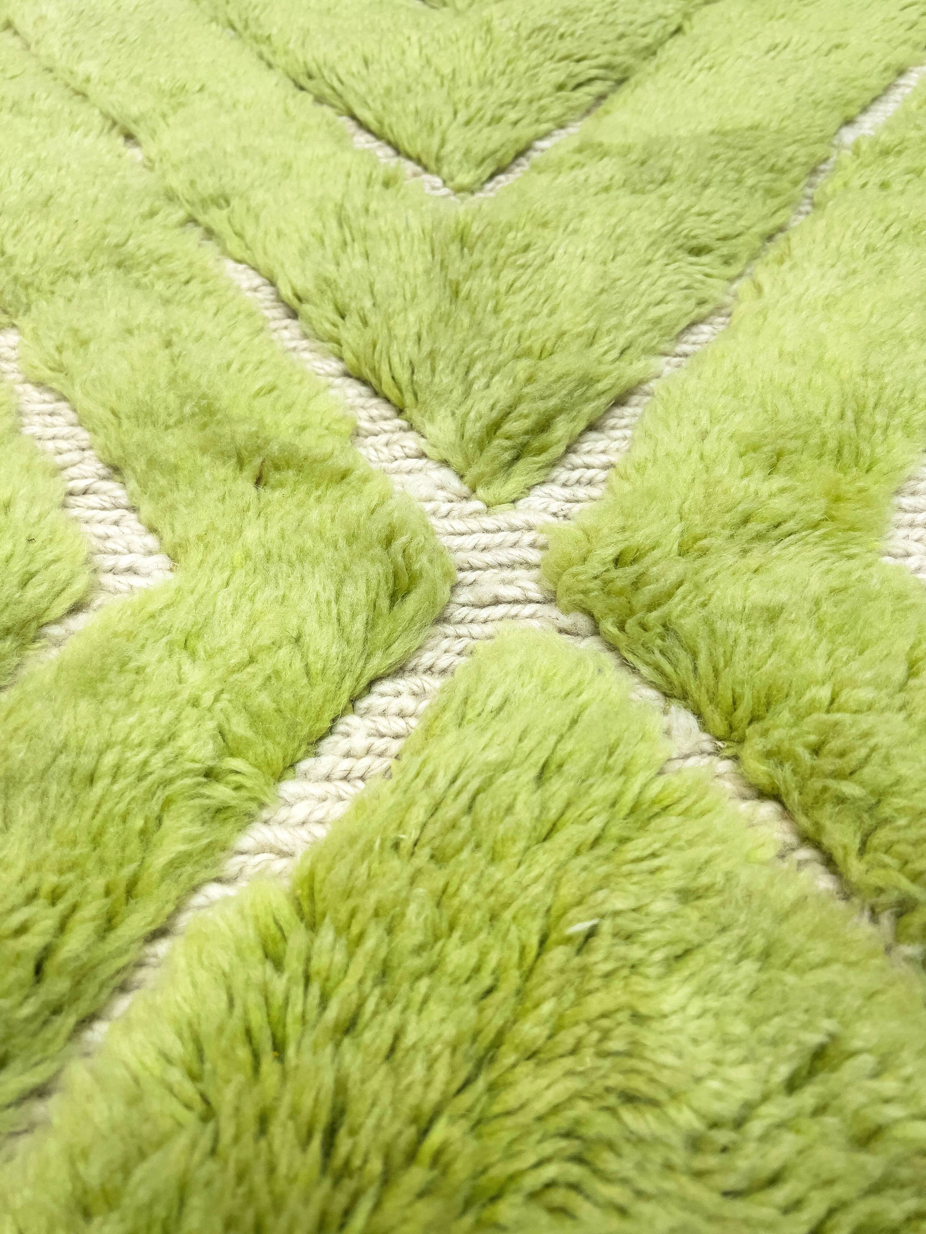 Tapis berbère marocain M'rirt bicolore vert 2,91x2,04m