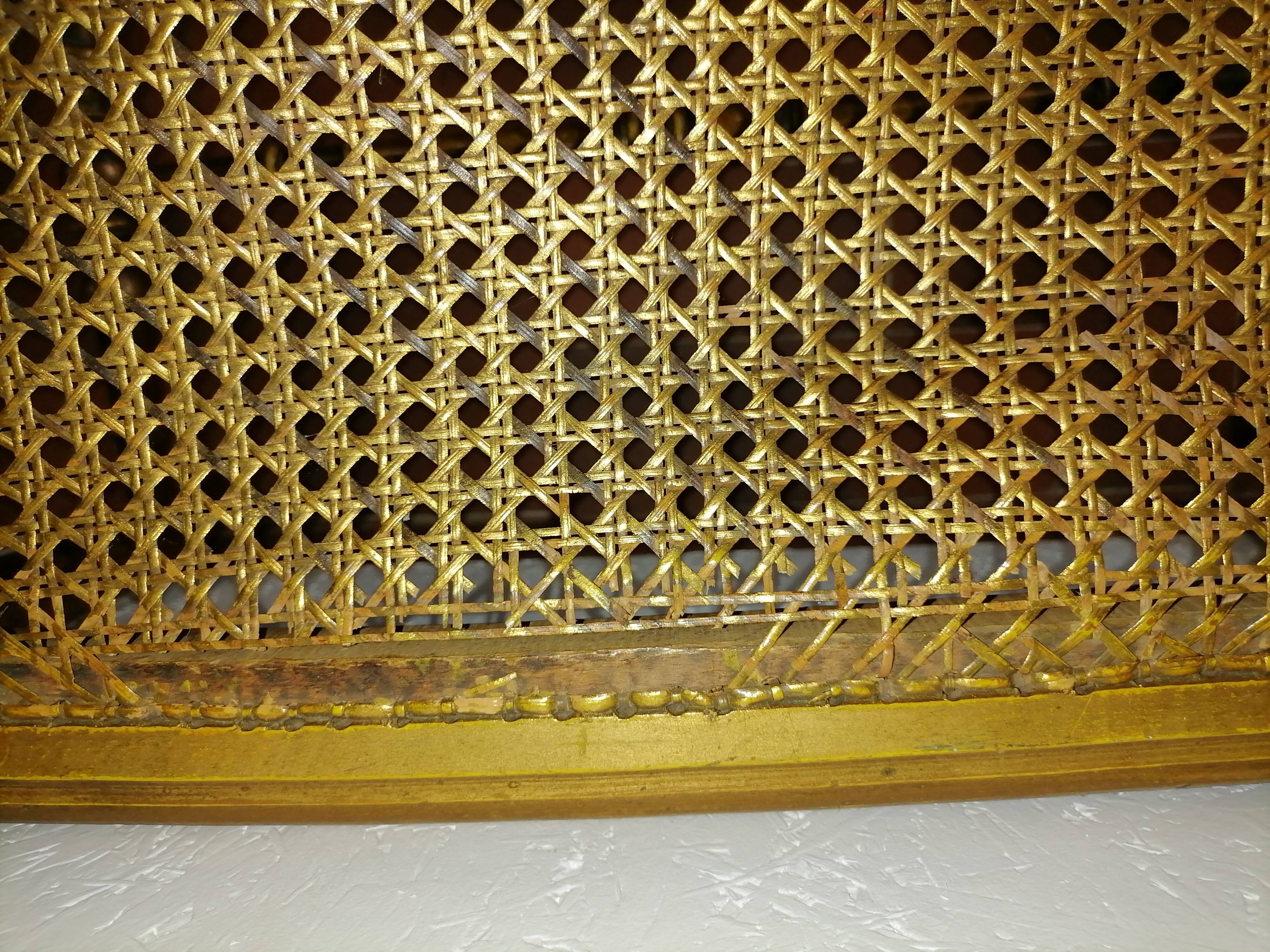 Gilded wood cane bench