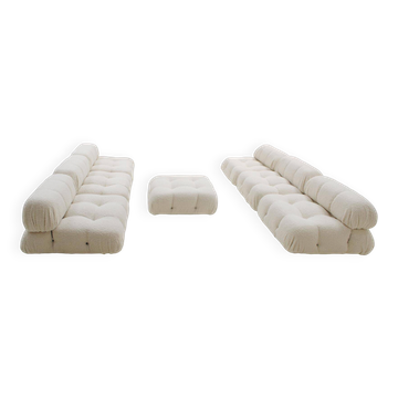 Canapé modulaire Camaleonda en bouclé blanc par Mario Bellini, style milieu de siècle.