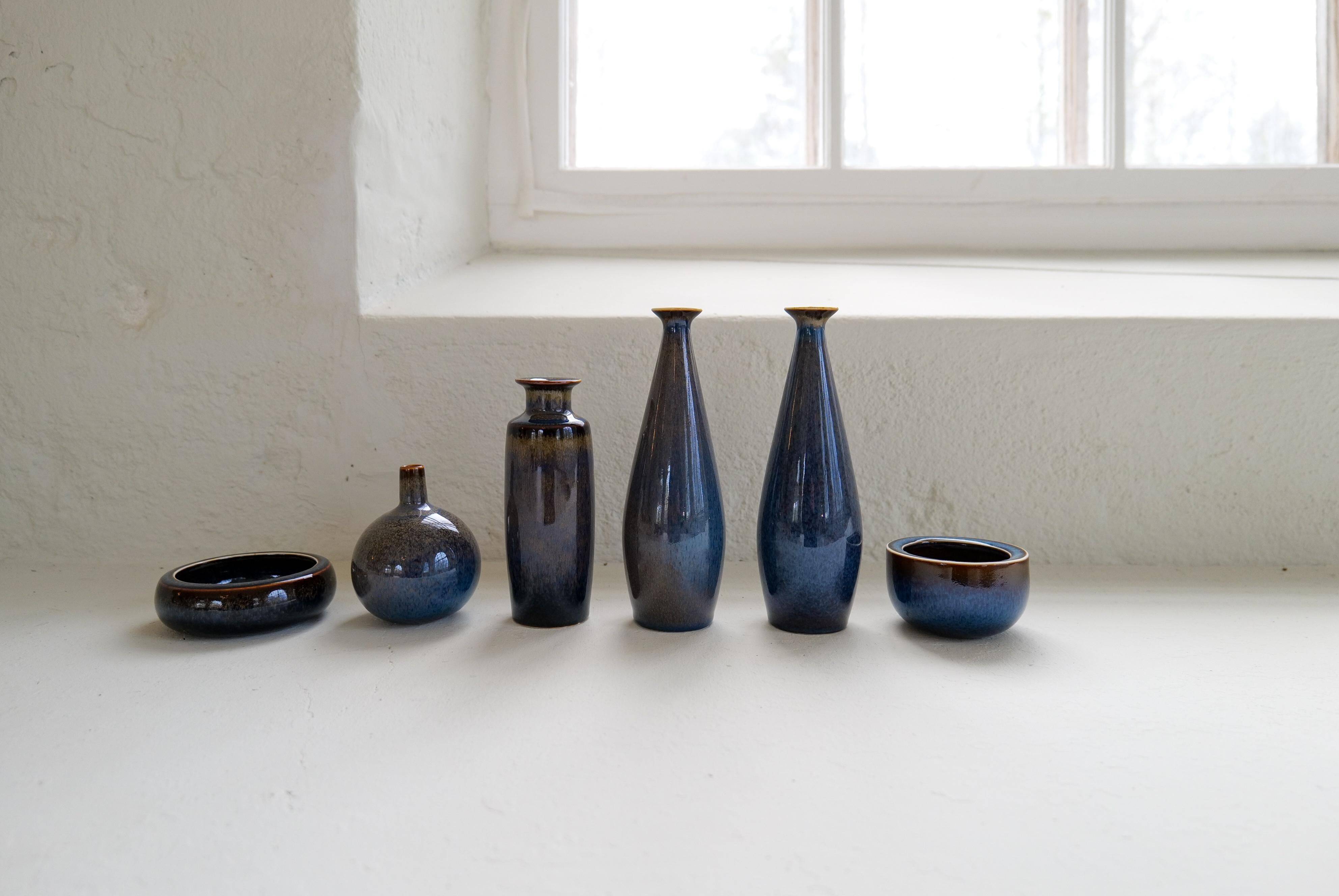 Midcentury Modern Collection of 6 Vases by Carl Harry Stålhane Rörstrand Sweden