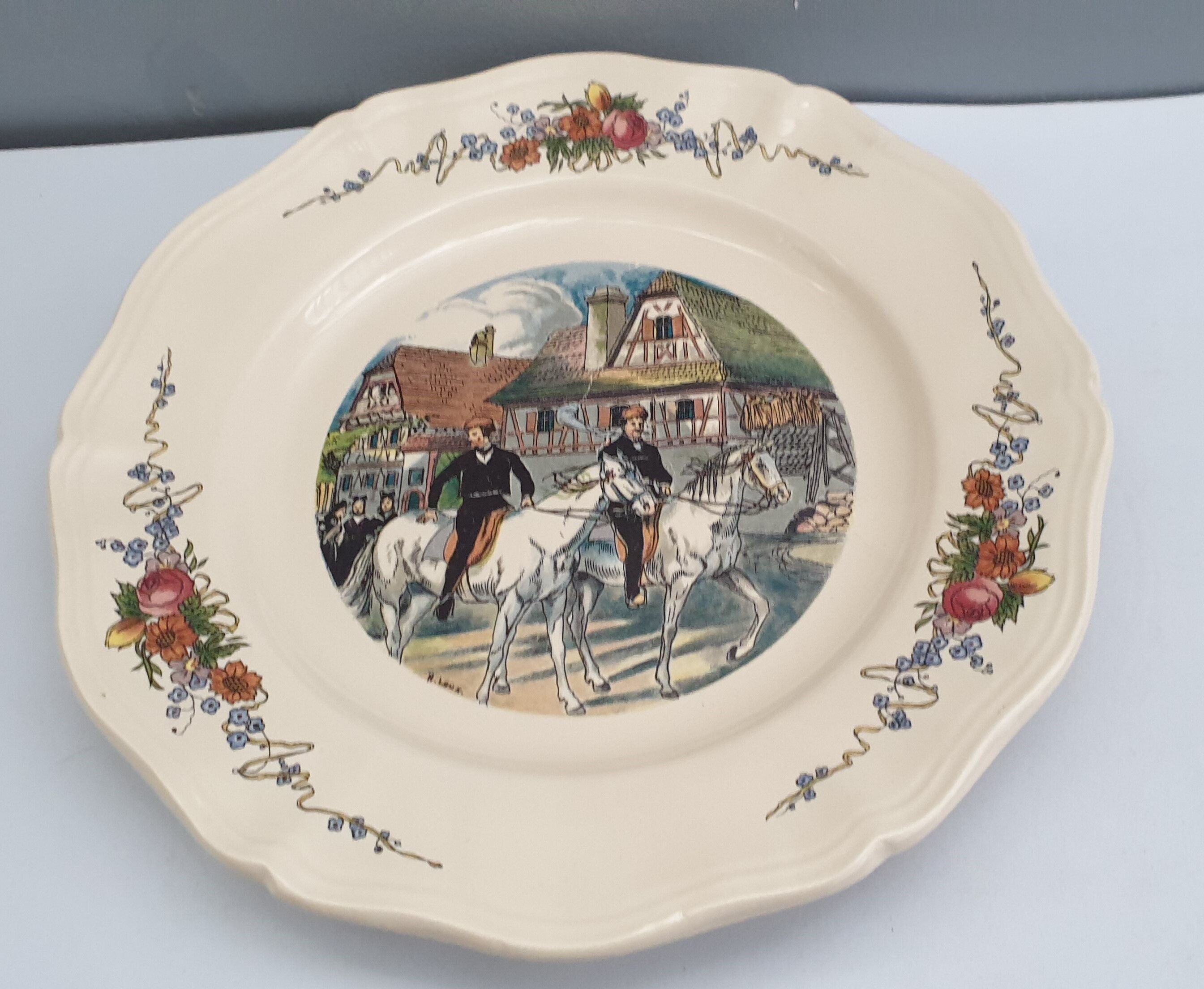 Set of 5 flat plates vintage faïence de Sarreguemines