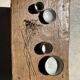 Coffee table in blond teak quadripod