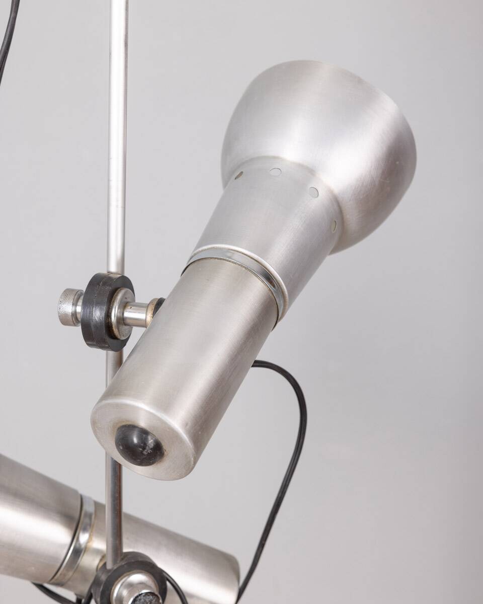 Vintage floor lamp 70s chromed metal and white italian design