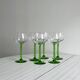6 transparent green twisted stemmed glasses