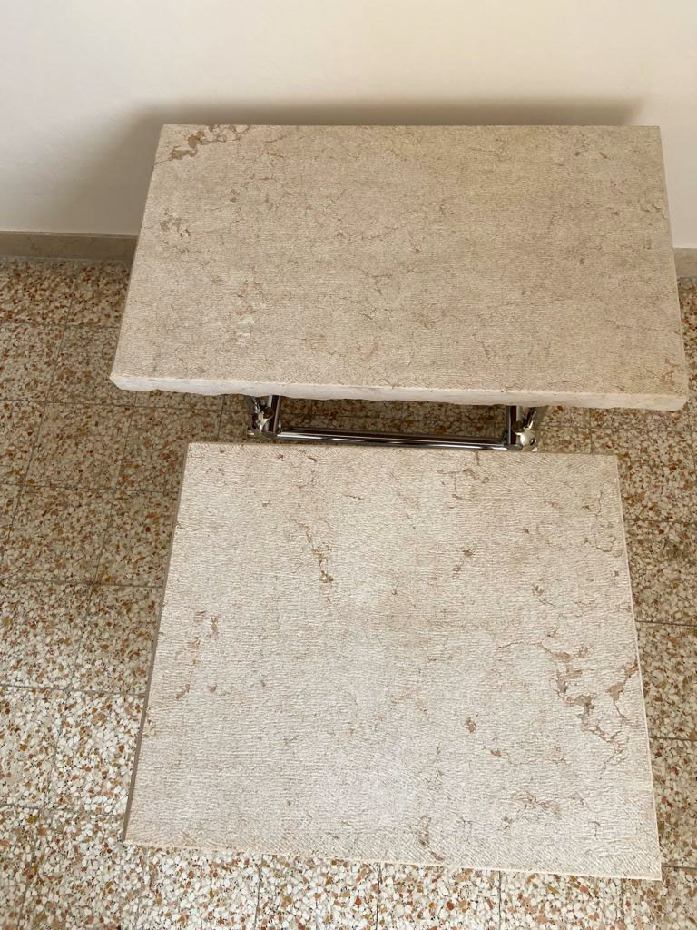 Coffee table in chromed rod