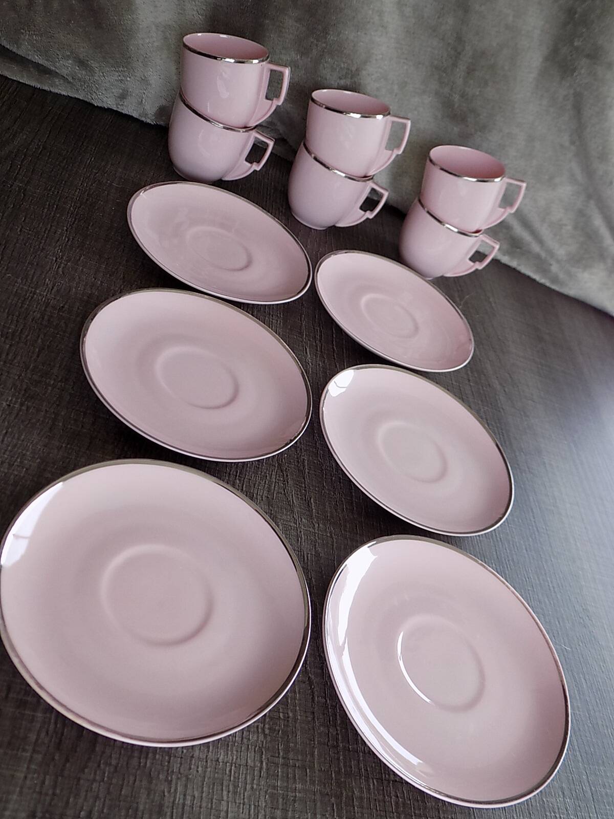 Powder pink cups and saucers