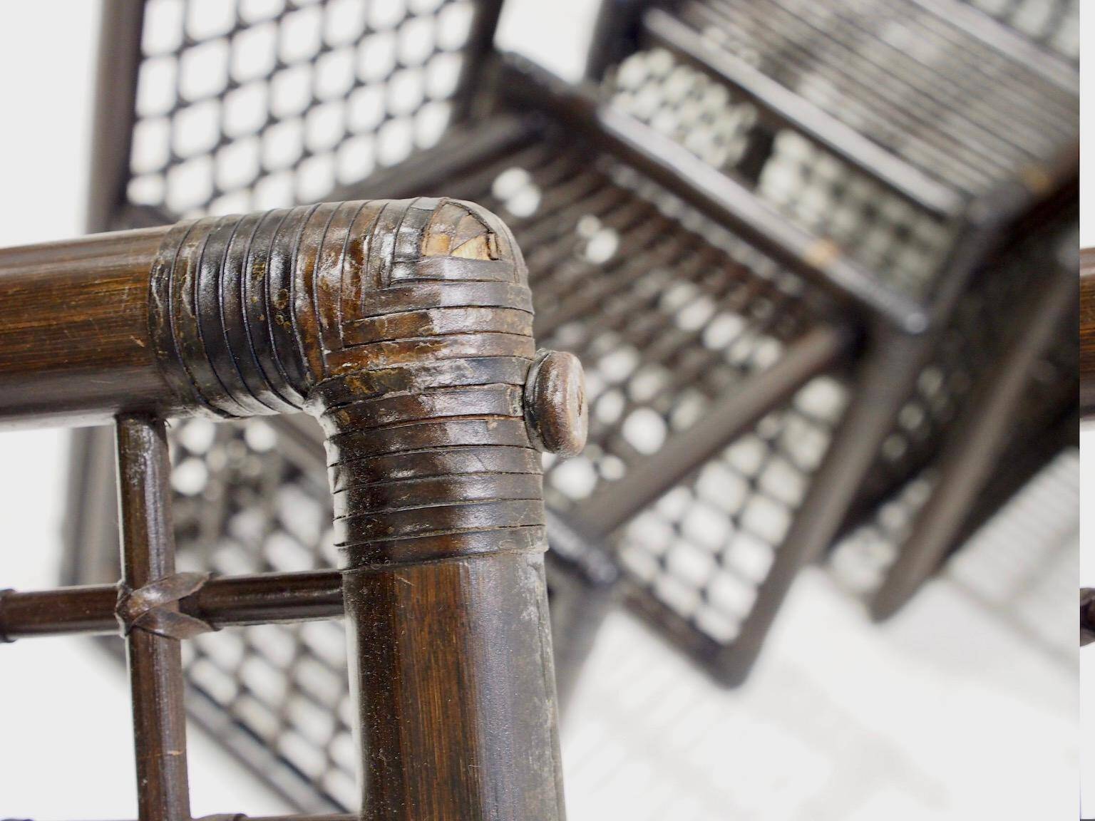 Ensemble de six chaises Afra et Tobia Scarpa en bambou et rotin