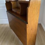 Wooden console table / vintage folding desk with mirror and small drawer
