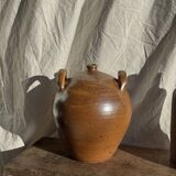 Large round stoneware jar