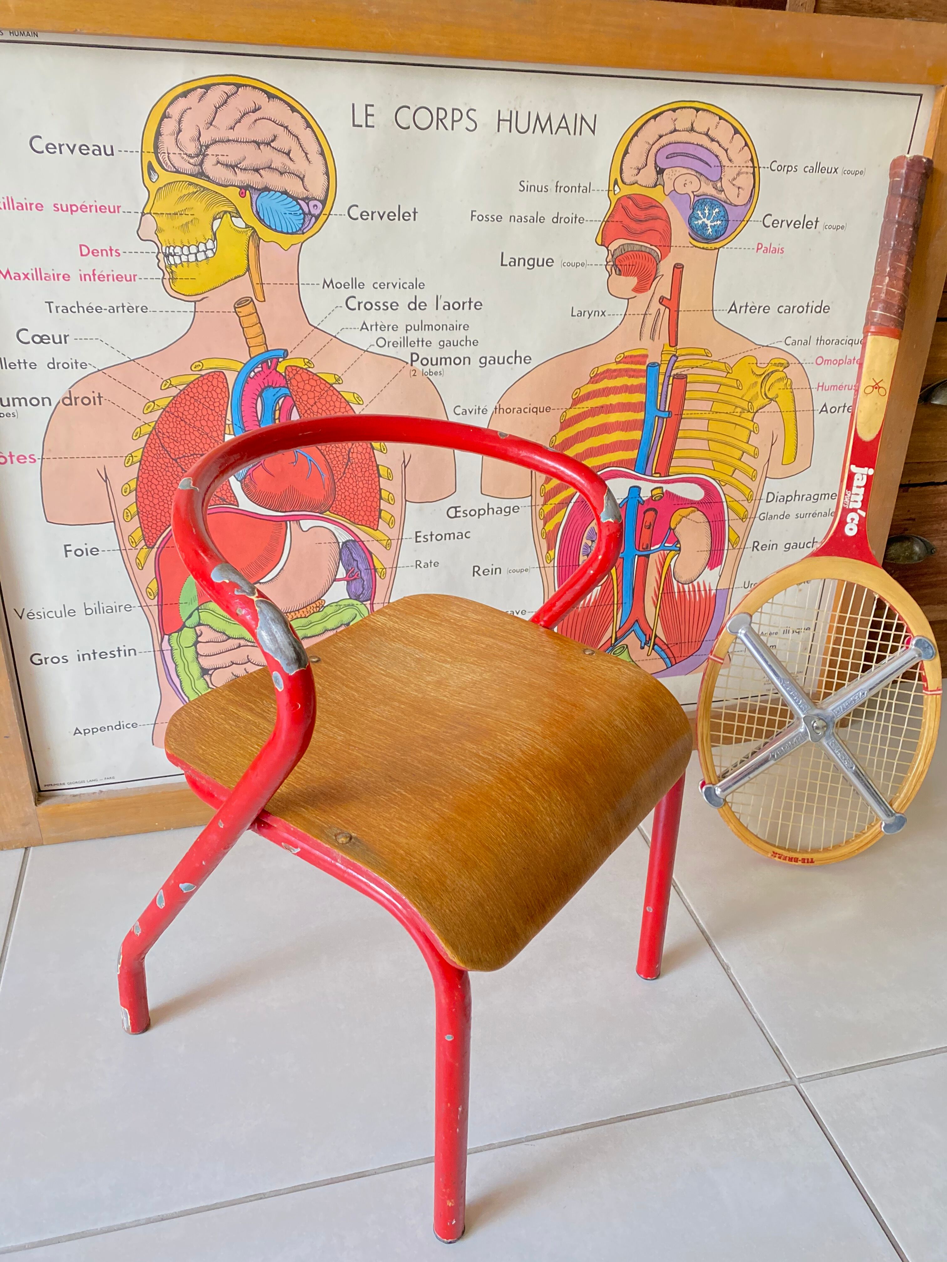 Vintage child school chair Hitier Jacques