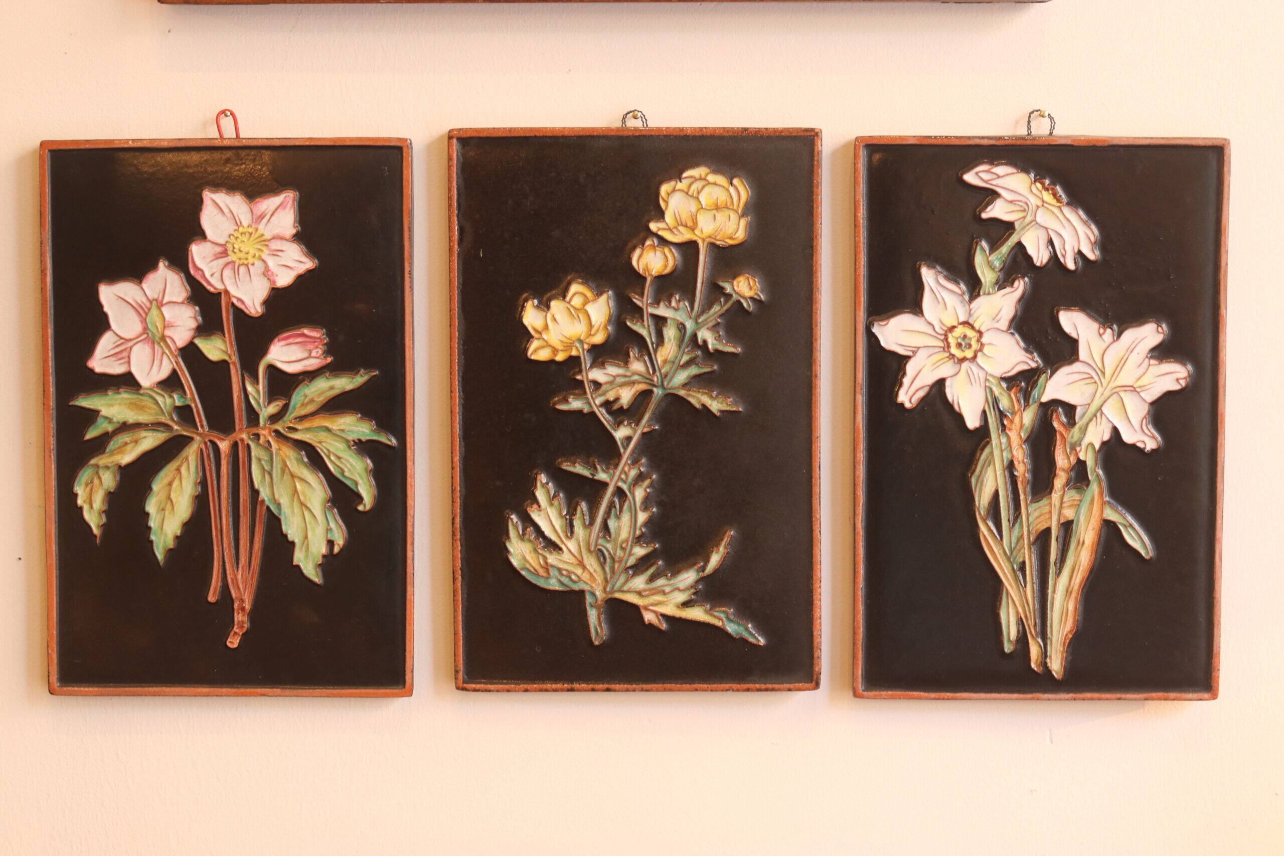 Set of three Majolica wall plaques from Karlsruhe – 1960s