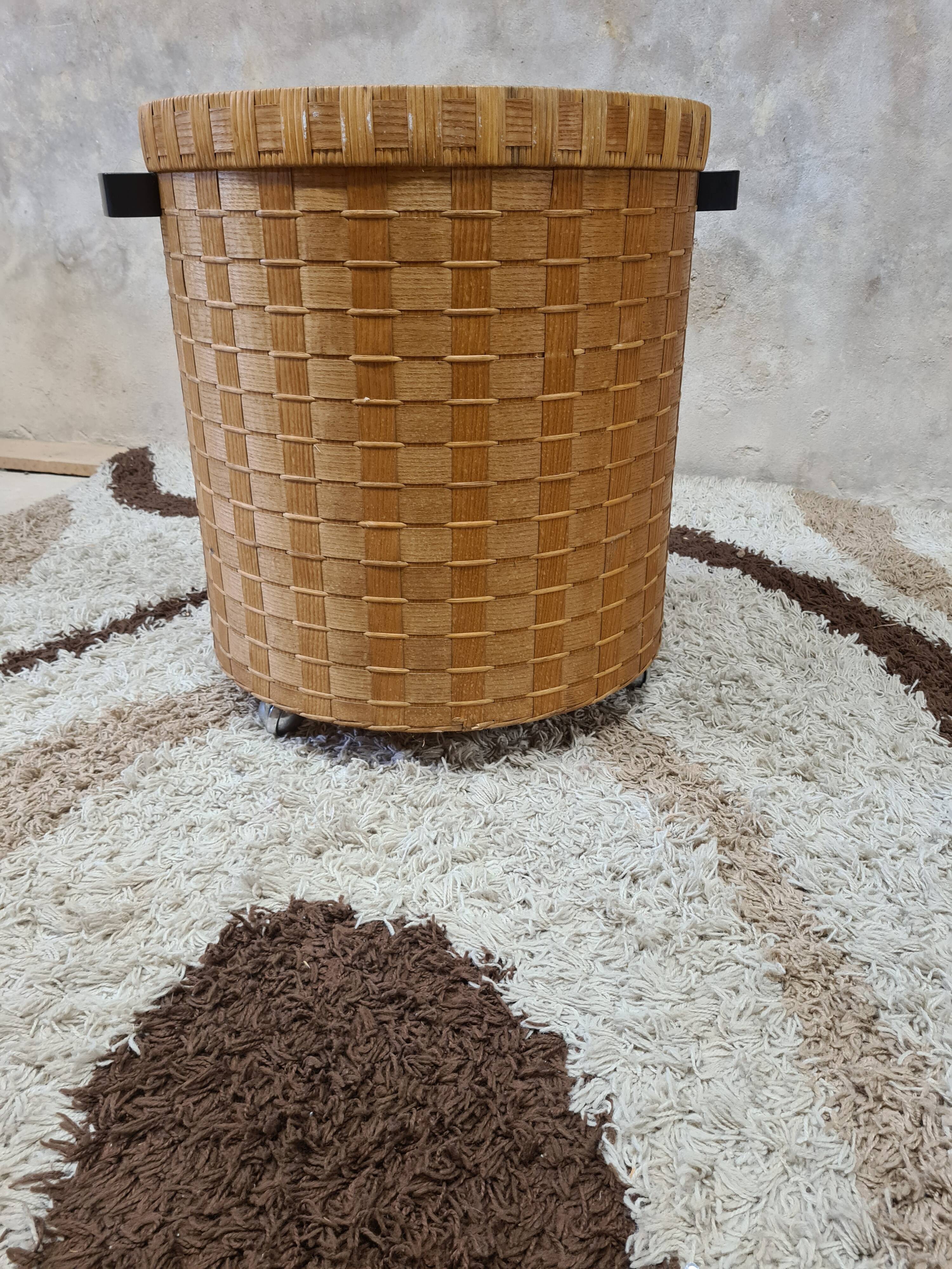 Vintage Rattan Brutalist Bar Cart