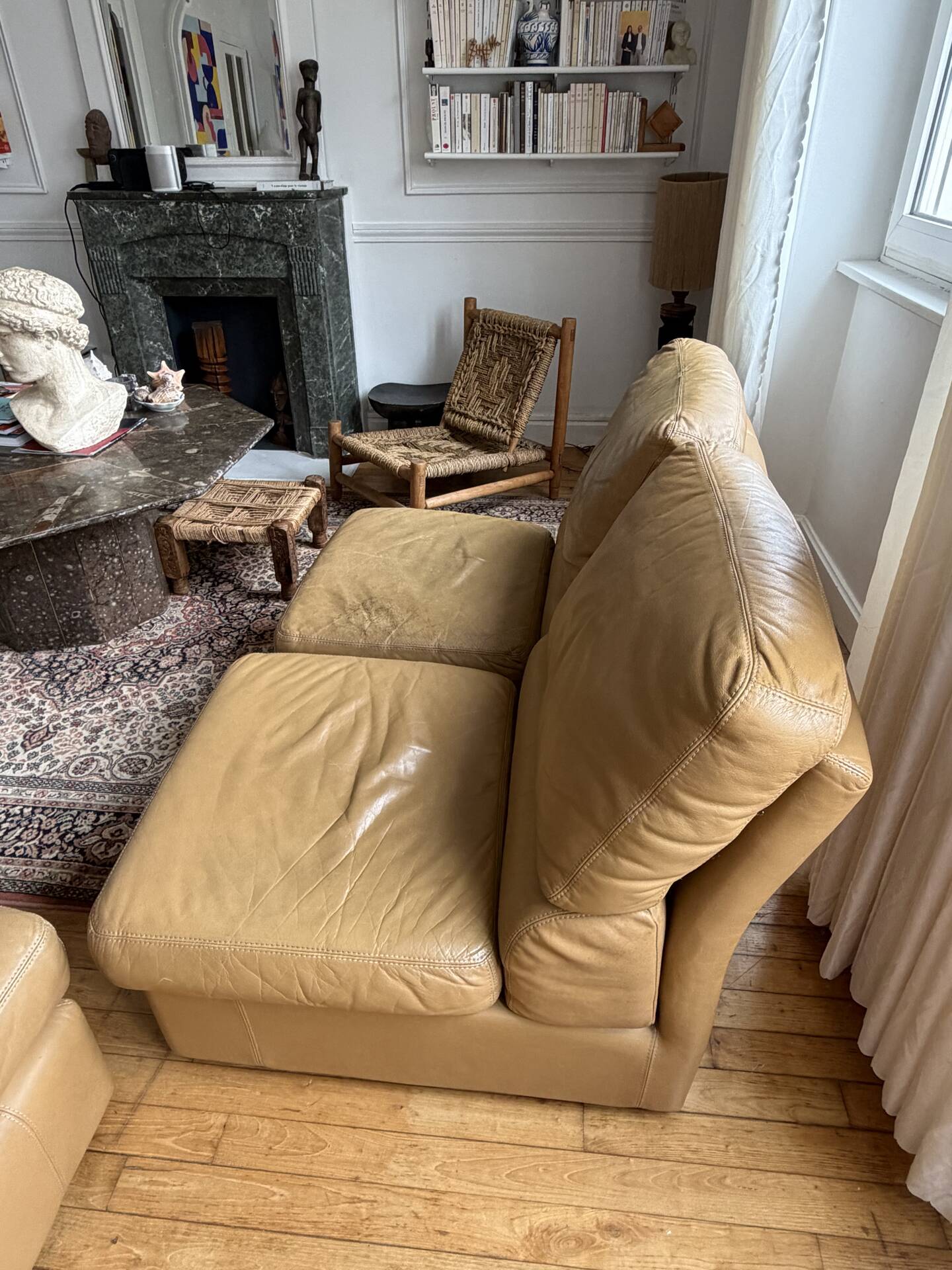 Lot de 5 chauffeuses en cuir vintage